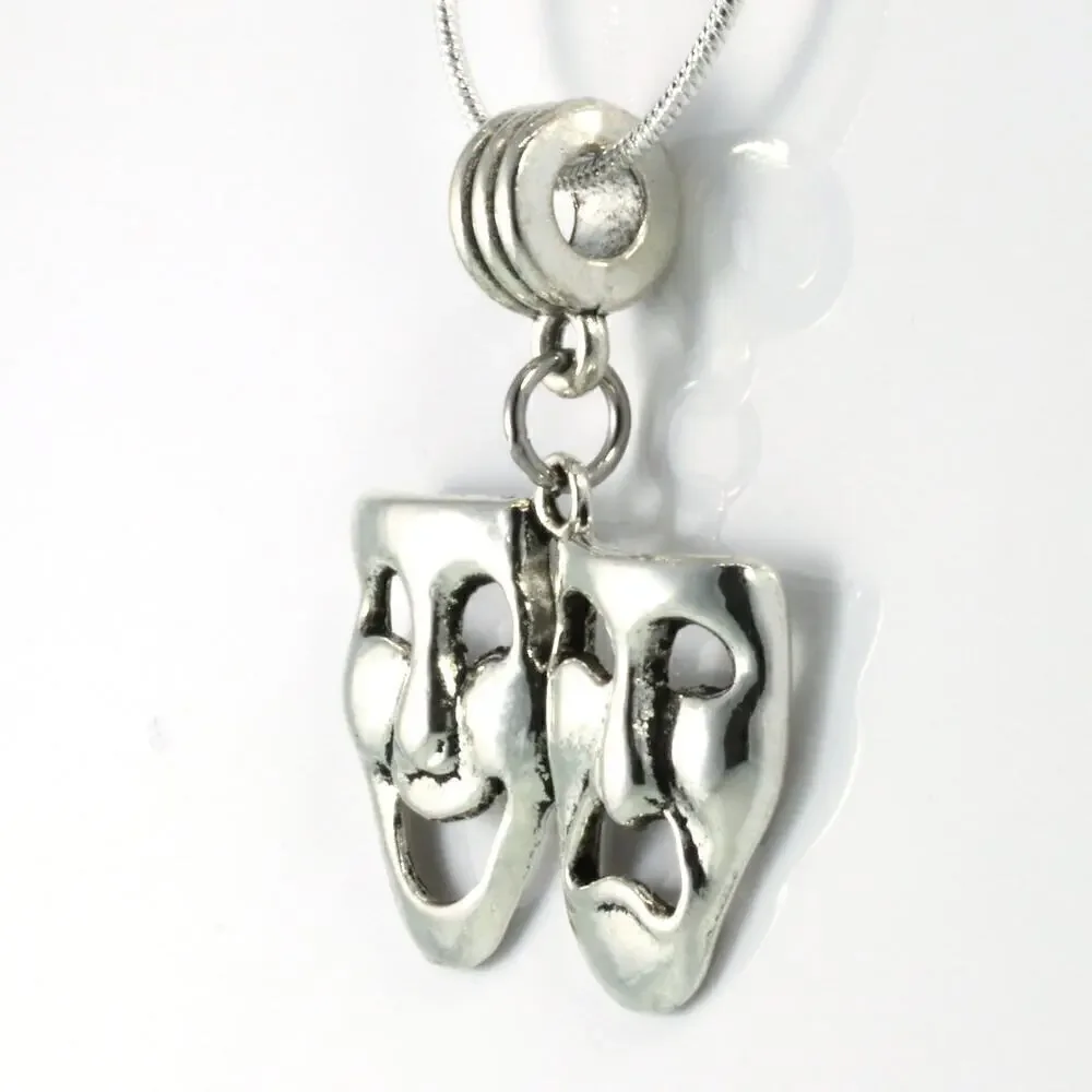 Drama Mask Necklace - Tragedy Comedy Mask Thespian